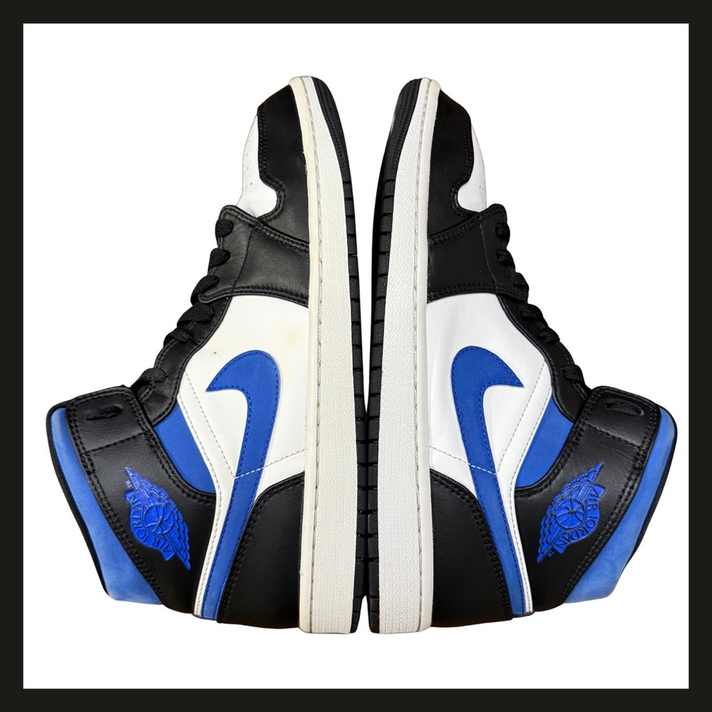 Nike Air Jordan 1 Mid 554724-140 Racer Blue Black White Mens 9.5 Great Condition - Picture 9 of 16
